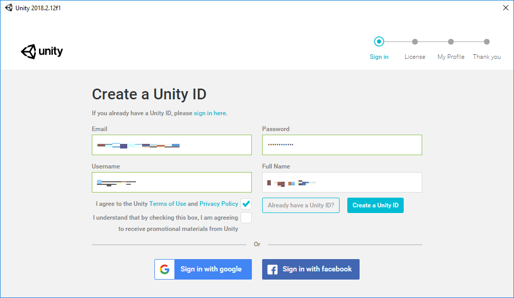 unity-signup
