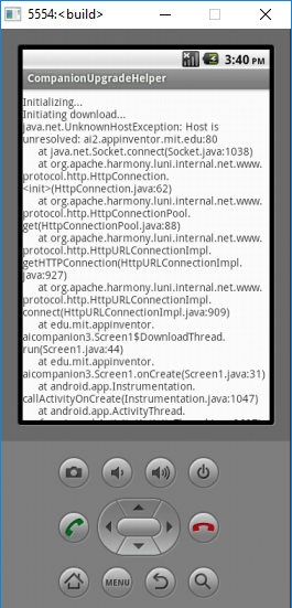 failed upgrade of companion app