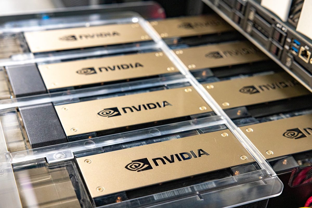 Close-up of NVIDIA GPUs in a Star compute node