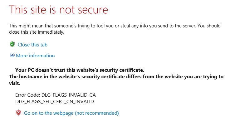 This site is not secure